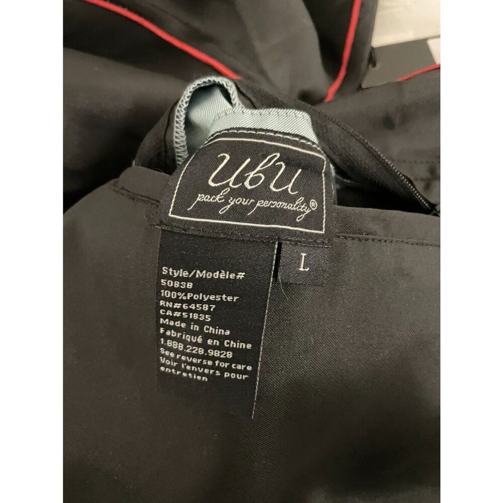 Ubu Womens Reversible Parisian Raincoat Jacket Large Red black Floral Hooded NWT - Picture 9 of 12